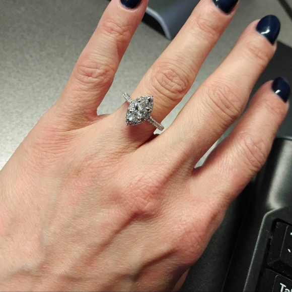 Marquise Diamond Ring D Colour Diamond - Picture 4 of 5